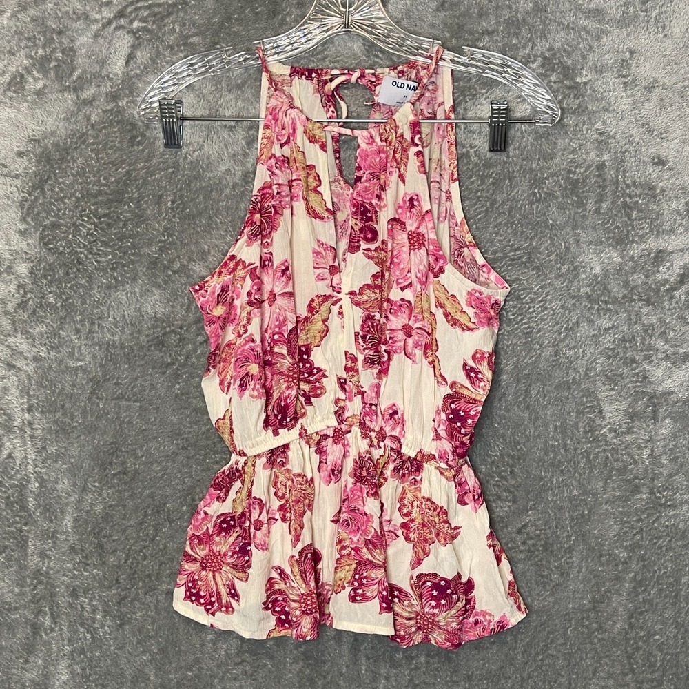 Old Navy Women Blouson Peplum Tank Top XS Romantic Bright Vacation NWT